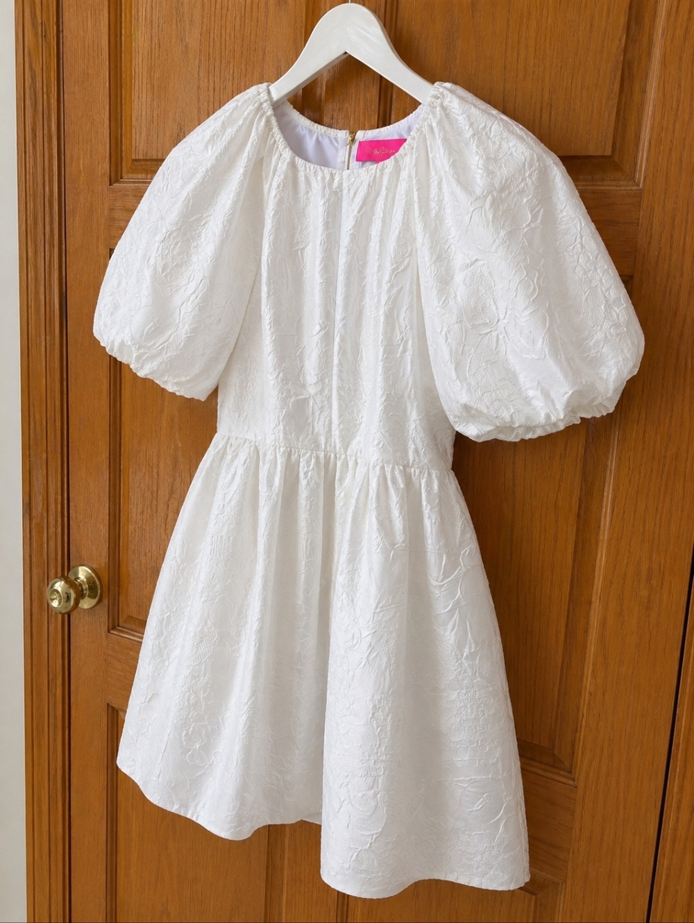 Lilly Pulitzer Knoxlie Silk Organza Bloom Jacquard Dress White  Resort Bridal 4